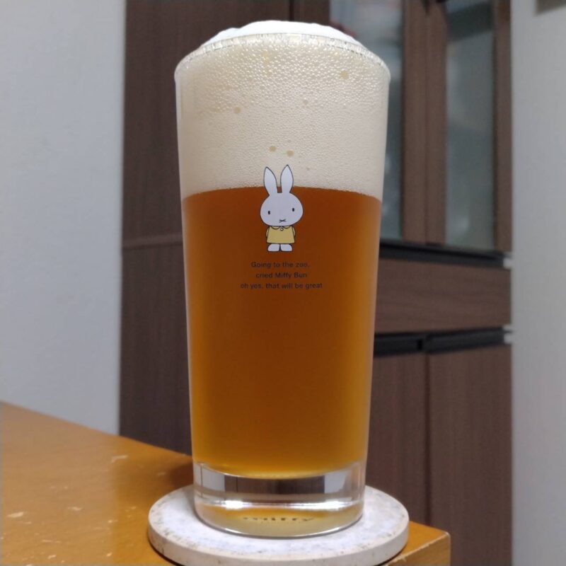 グラスに注いだエチゴビール潤いホップの惚れ惚れエール