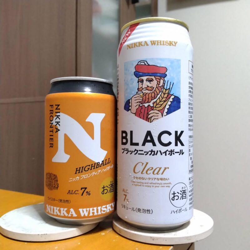 アサヒニッカフロンティアハイボール缶とアサヒブラックニッカクリアハイボール缶